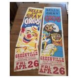 14x50 vintage 1970s Sells & Gray Circus posters