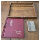 20x2x16 wooden box, empty scrapbook and journal