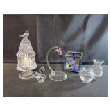 Princess house mini vases, glass birds, candle