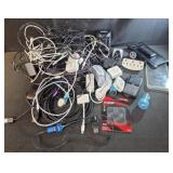 Cords, hdmi, adapters, chargers, phones, radio