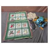 Placemats, belt, vintage gloves, doily, faux