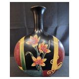 vintage 14"  hand-painted floral vase, featuring