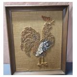 18x22 vintage folk art rooster is a mosaic