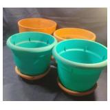 Terra cotta pots and plastic pots