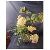 Vintage crystal floral etched vase with