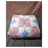Full size quilt pink white and blue