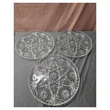 Three! vintage Anchor Hocking Prescut clear glass