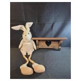 Wooden shelf heart cut out 12", bunny shelf
