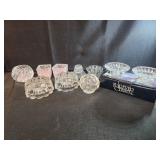Assorted crystal glass candle holders