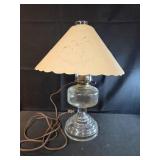 19" tall vintage glass oil lamp converted to an