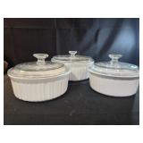 CorningWare French White round casserole dish set