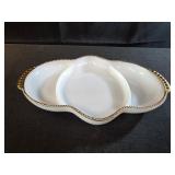 vintage Fire-King divided relish dish made from