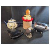 Vintage kewpie doll, tealight teapot, eagle