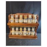 vintage 12x10 wooden two-tier spice rack features