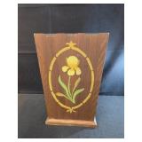 vintage hand-painted wooden wastebasket 12 .5