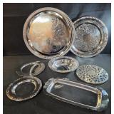 Silver plated trays and bowl
