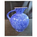 Cobalt Blue Sponge Ware Pottery Pitcher Vase