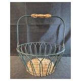 vintage wire and wicker gathering basket