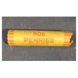 Roll of copper pennies. .50ï¿½