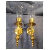 Vintage brass and glass sconces