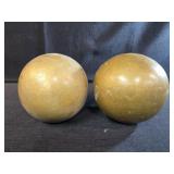 vintage or antique brass spheres, heavy, 4" tall