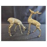 mid-century vintage solid brass buck and doe deer