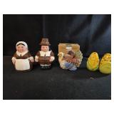 Ceramic Pilgram salt and pepper shakers,  corn