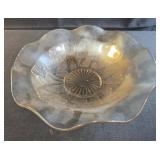 vintage Jeannette Glass bowl ruffled edge 11x3 in