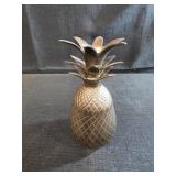 vintage solid brass pineapple, lidded trinket