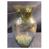 Irredescent glass vase with clear glass stones
