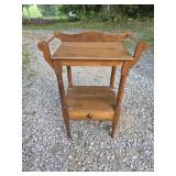 antique oak washstand features a serpentine