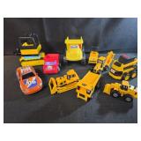 Assorted CAT construction toys, race car, dump