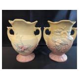 2 Hull Pottery Magnolia vases 1940s, one has