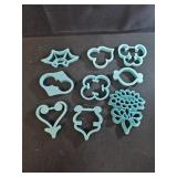 vintage set of teal blue plastic scroll-work