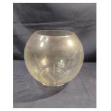 Vintage etched glass ball vase