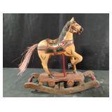 Vintage hand-painted wooden carousel-style