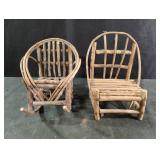 Hand made doll wooden rocker and chair