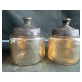 vintage amber or tortoise-style glass apothecary