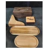 Wooden coasters, Kleenex box and more wooden home