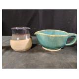 Pottery creamer and pouring bowl
