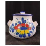 Hand-painted floral ceramic lidded jar. Made in