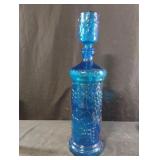 Mid-century Italian blue glass decanter with an