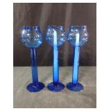 Cobalt blue candle holders. Set of 3