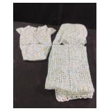Knitted baby outfit and blanket