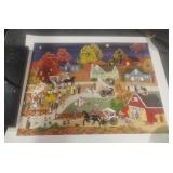 Folk art print titled "Harvest Moon" by artist