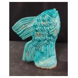 Fish ceramic teal statue