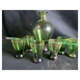 Green with gold accent, cups and vase