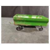 vintage green metal toy farm wagon