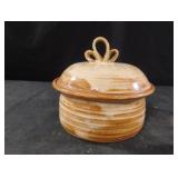 Studio art pottery trinket dish with lid