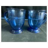 blue glass cups
